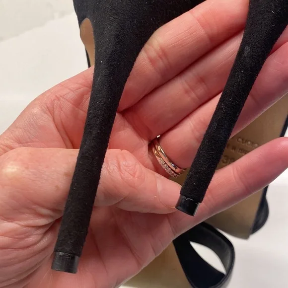 Giuseppe Zanotti Silver Crystal Embellished Heels Black Leather Sandals Shoes - Picture 9 of 15